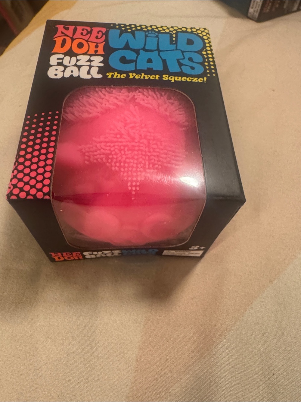 Needoh Wild Cats Fuzz Ball - Pink Velvet Squeeze Cat Toy